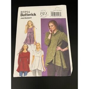 00216 - Butterick B5954‎ Sewing Pattern Misses Tunic Fast & Easy XS-M